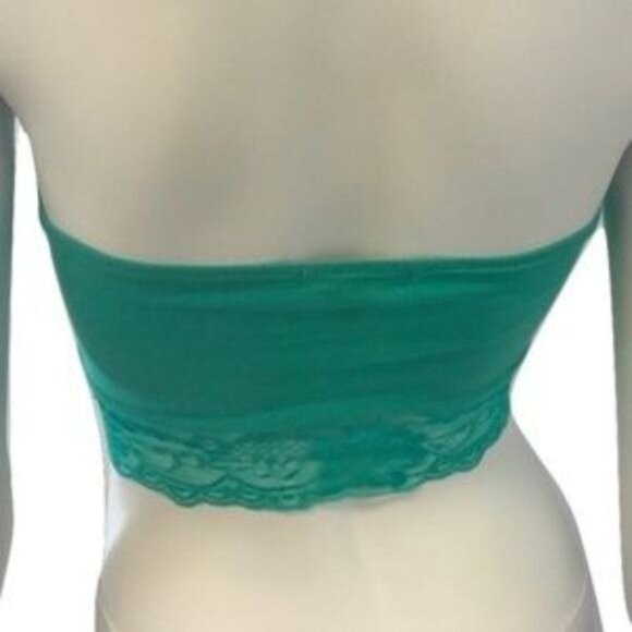 Bozzolo Teal Green Lace Contrast Bandeau With Button Front Detail - Picture 3 of 3